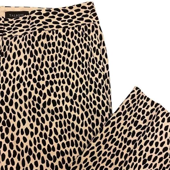Talbots Slim Crop Black and White Cheetah Print Pants - Picture 3 of 14